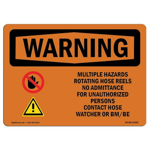 SignMission OS-WS-D-35-L-12256 OSHA Warning Sign - Multiple Hazards & Rotating with Symbol