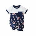 thumbnail image 2 of Edvintorg 0-24 Months Toddler Summer Baby Boys Girls Clothes Independence Day Five-Pointed Star Usa Flag Printed Short Sleeve Wrap Bottom Romper, 2 of 7
