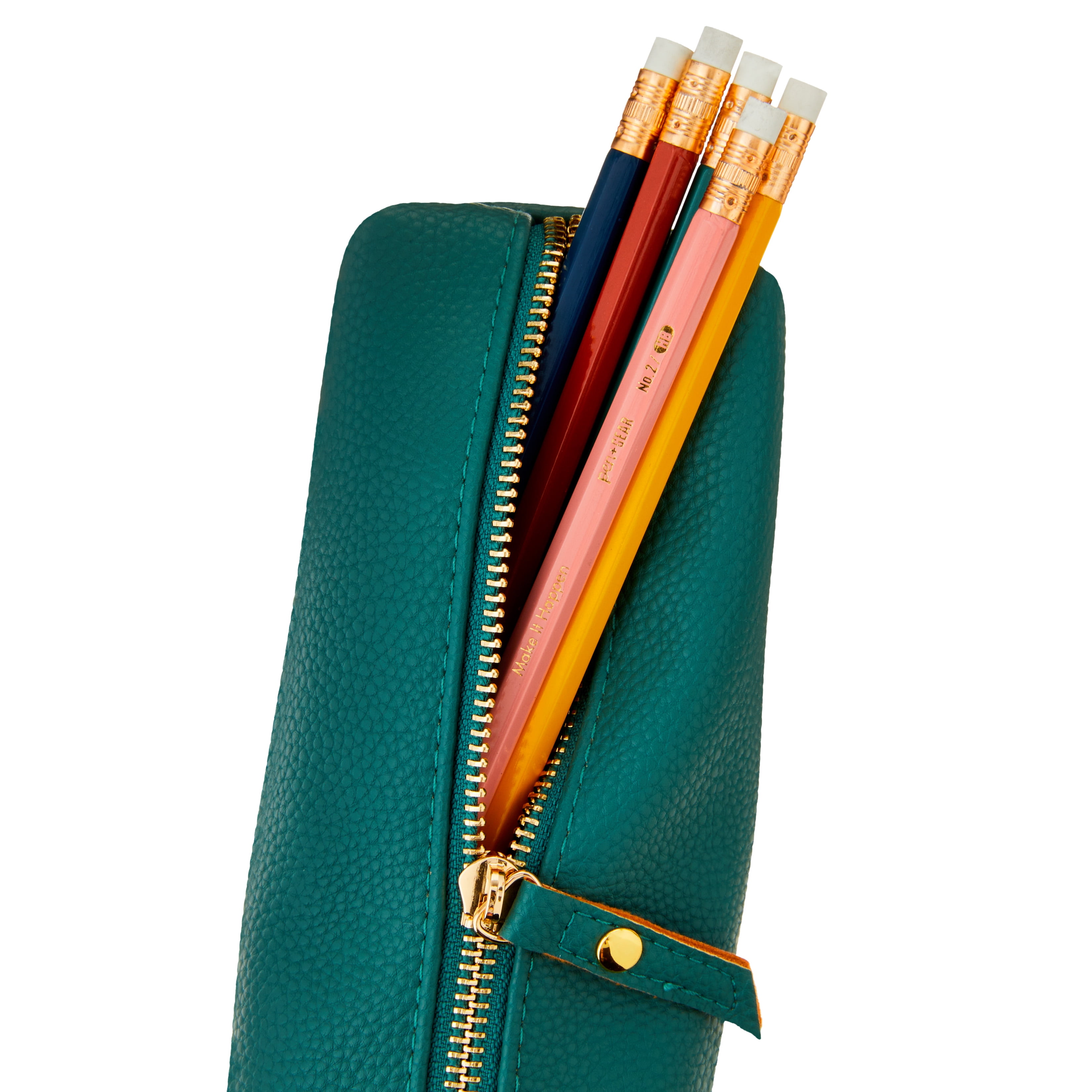 Pen+Gear Simulated Leather Pencil Pouch, Green