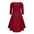 thumbnail image 6 of Arshiner Girls Black Dress Casual 3/4 Sleeve Scalloped Edge A-line Belted Dress with Pockets（Black，12-13Years）, 6 of 9
