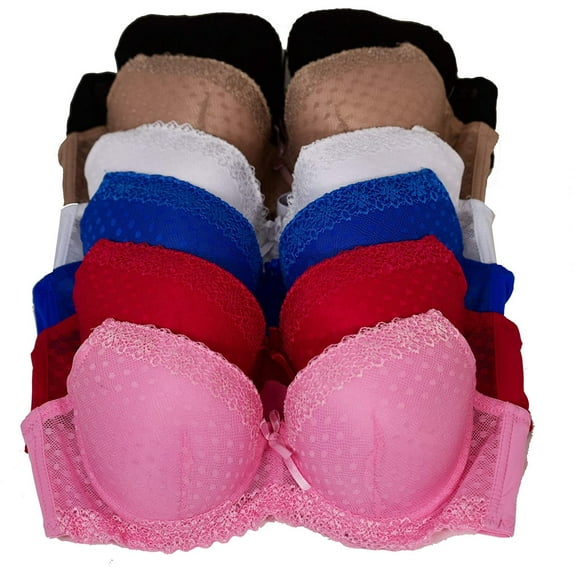 Iheyi Pack of 6 Pieces Women's Wired Basic Plain Light to Regular Padding Everyday Bras (34C)