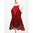 thumbnail image 6 of Alvivi Kids Girls Lace Sequin Dance Dress Halter Sleeveless Leotard Ballet Dancewear, 6 of 7
