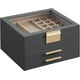 thumbnail image 1 of SONGMICS Caja de Joyas, Caja Joyero de 3 Niveles, Estuche de Joyería, con 2 Cajones, Tapa de Cristal, Amplio Espacio, Gris Interestelar y Dorado, 1 of 5