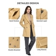 thumbnail image 6 of Wantdo Women's Pea Coat Double Breasted Peacoat Warm Winter Coat Knee-Length Trench Coat Khaki M, 6 of 14
