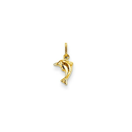 14k Hollow Dolphin Charm - 14k Yellow Gold Small Hollow Dolphin Charm - .1 Grams