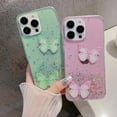 thumbnail image 2 of Compatible with iPhone 14 Pro Max Bling Case 3D Diamond Butterfly Case Luxury Sparkly Glitter Sequins Phone Cover for Women Girly Shiny Aesthetic Soft TPU Protective Shockproof Cover, Pink, 2 of 11