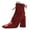 Red, variant on FSJ Women Fashion Strappy Square Closed Toe Ankle Boots Chunky High Heel Back Zipper Butterfly Lace-up Booties Dating Shoes Size Size 8 Navy