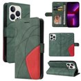thumbnail image 1 of Compatible iPhone 14 Pro Max Case, Leather Wallet Case Stand View Magnetic Clasp Book Flip Folio Phone Cover - Green, 1 of 5