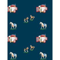 Barbie's Stable Removable Vinyl Wallpaper, Navy