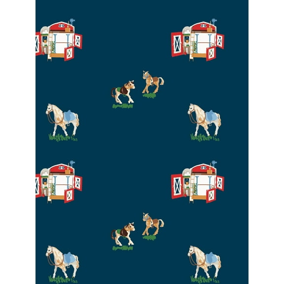 Barbie's Stable Removable Vinyl Wallpaper, Navy