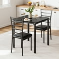 thumbnail image 3 of Qinaqin Pequeño cm de Profundidadining Mesa Set para 2 3 Piece Kitchen Bar Profundidadinette Cuadrado con PU Padded Chairs Negro, 3 of 6