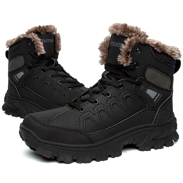 Botas de invierno para hombre, botas de nieve de piel súper cálidas para hombre, botas de senderismo de goma antideslizantes para exteriores, botines impermeables para hombre.