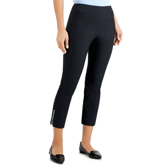 JM Collection Petite Chain Hem Denim Capri Pants Wavery Denim PL