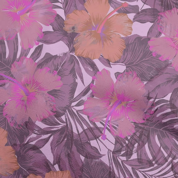 oneOone Cotton Flex Purple Fabric Tropical Hibiscus Floral Sewing Material Print Fabric By The Yard 40 Inch Wide