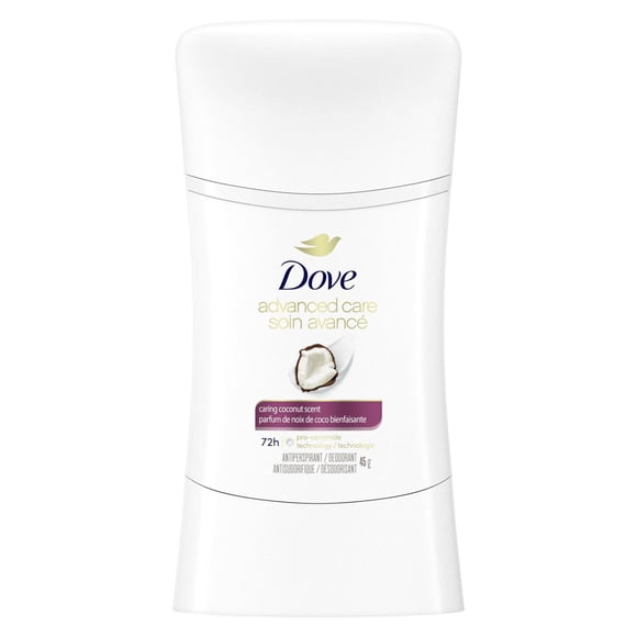 Dove Advanced Care Caring Coconut Scent Antiperspirant Deodorant for Women with Pro-Ceramide Technology for Soft, Resilient Skin, 45g