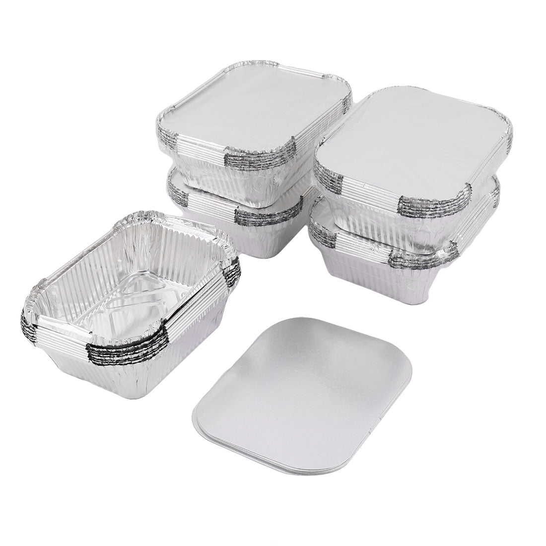 Outdoor Barbecue Aluminum Foil Food Storage Container Silver Tone 440ml