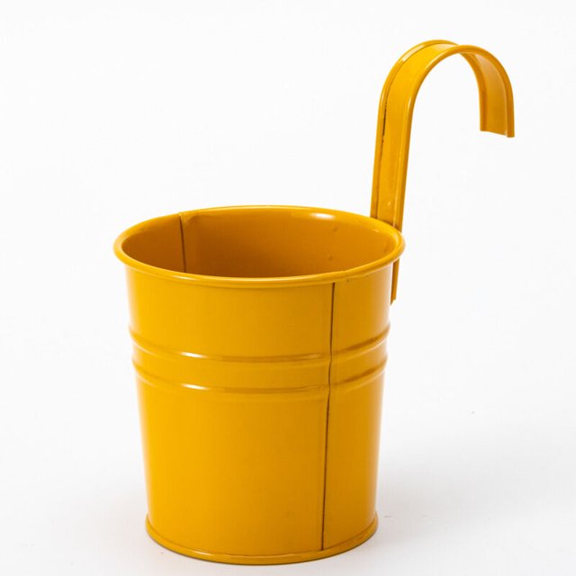 2 macetas colgantes de metal, maceta de hierro con orificio de drenaje, perfectas para decoración de jardín (color naranja)