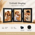 thumbnail image 3 of Tabletop Picture Frame Wood Trifold Hinged Photo Frame with 3 Openings, Table decor Family Picture Collage, with Real Glass 4" x 6" Black, 3 of 7