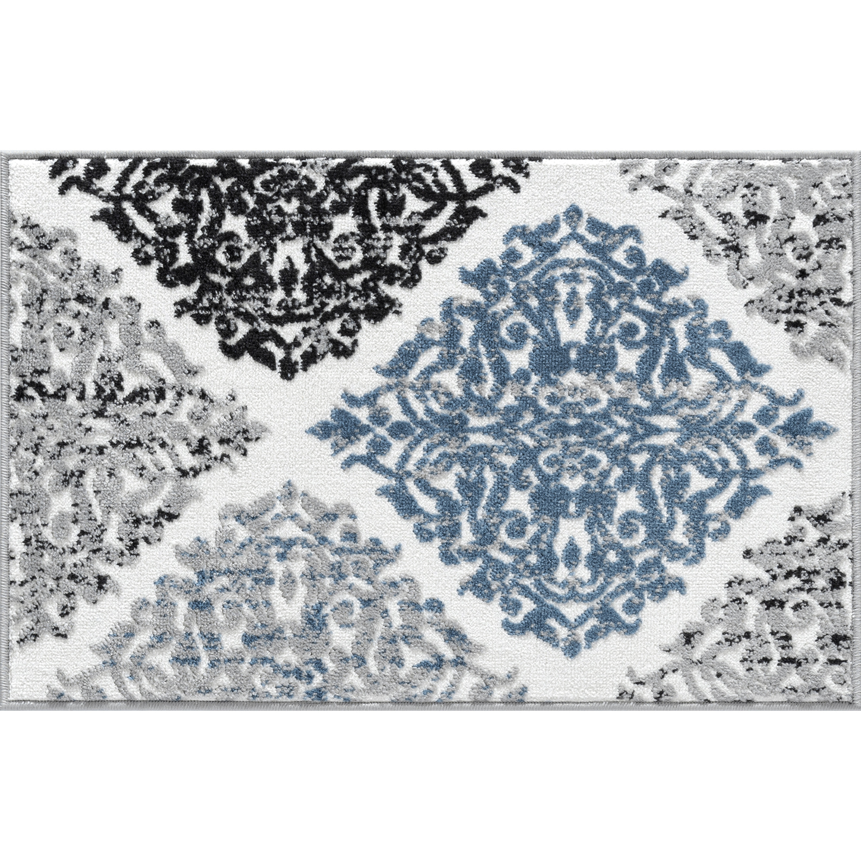 Transitional 2x3 Area Rug (2' x 3') Floral Multi, Blue Indoor Scatter Easy to Clean