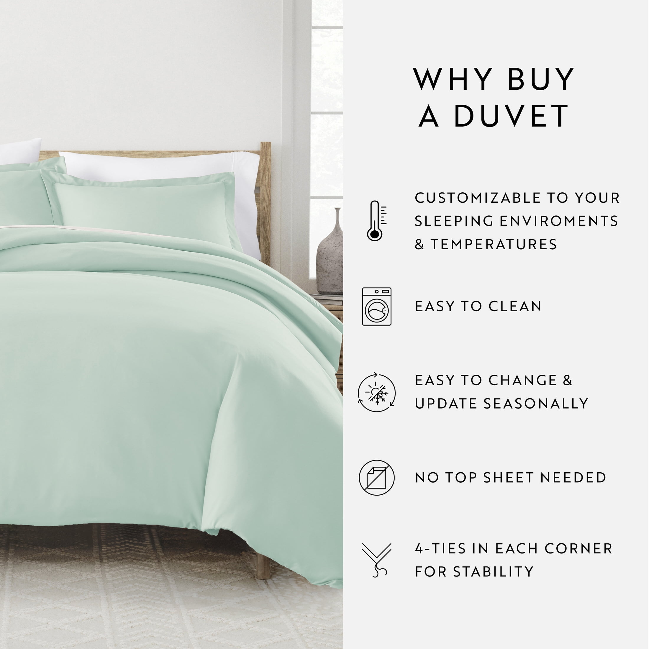 Noble Linens 3-Piece Aqua Duvet Cover Set, King/ Cal King