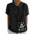 thumbnail image 2 of Teissuly Women's Casual Retro Style Casual Printed Short Sleeve Blouse V-Sleeve Blouse/Shirt, 2 of 4