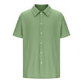 thumbnail image 4 of Coorders George Men's Button Down Tee Tops, Casual Men's Swrinkled Beach Light Short Sleeve T-Shirts, Mint Green,Size, L, 4 of 6