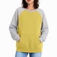 thumbnail image 7 of VBVC Women's Raglan Sleeve Crewneck Sweatshirt , Long Sleeve Pullover Top For Women , Ladies' Casual Color Block Hoodie with Pockets, Yellow , S-2XL, 7 of 7