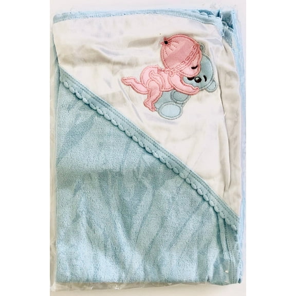 Pekks Hooded Baby Cotton Towel for Newborns Infants & Toddlers - Blue Plain