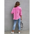 thumbnail image 4 of SHAR Solid color mid-length jacket, ripped denim jacket with long sleeves, 4 of 5