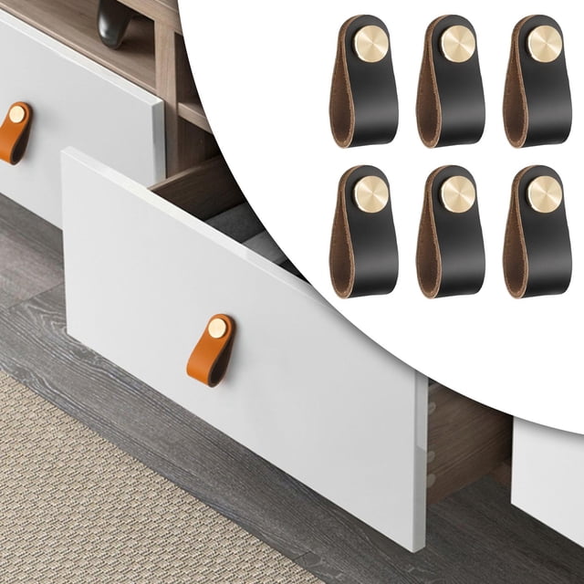 6 uds Mango de muebles de cocina de repuesto de cuero Colco Negro
