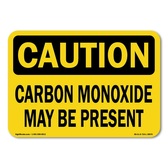SignMission OS-CL-D-710-L-19976 OSHA Caution Sign - Carbon Monoxide May Be Present