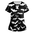thumbnail image 1 of Womens Tops Stretchy Fashion Halloween Printed Work With Pocket T-Shirt Short Sleeve Top, 1 of 3