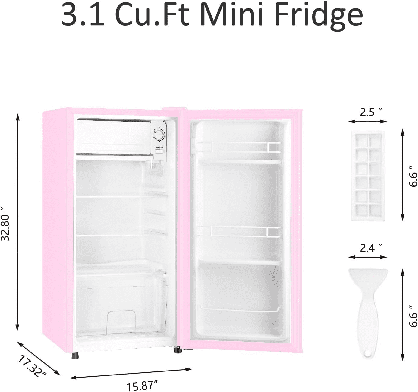 PhiloDeco 3.1 Cu.Ft Compact Refrigerator with Freezer, Adjustable Thermostat, Removable Shelves, Mini Fridge for Apartment, Office, Dorm, Pink