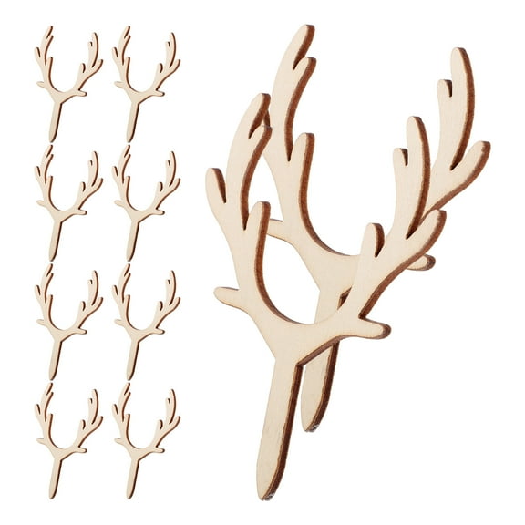 Masteelf Boho Inspired Wooden Deer Antler Cake Toppers for Festive Cake Decoration Beige Color