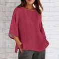 thumbnail image 2 of HCYSFG Plus Size Blouses for Women Summer Chiffon 3/4sleeve Tunic Tops Dressy Scoop Neck Casual Loose Flowy Shirts, 2 of 5