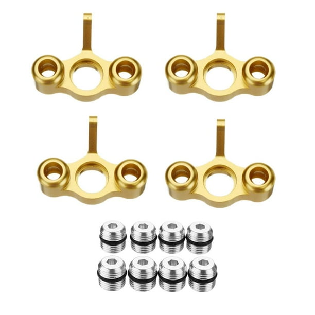 Repuestos para coche modelo RC, soportes de eje de dirección con tuercas para tornillos a escala 1/10 dorado