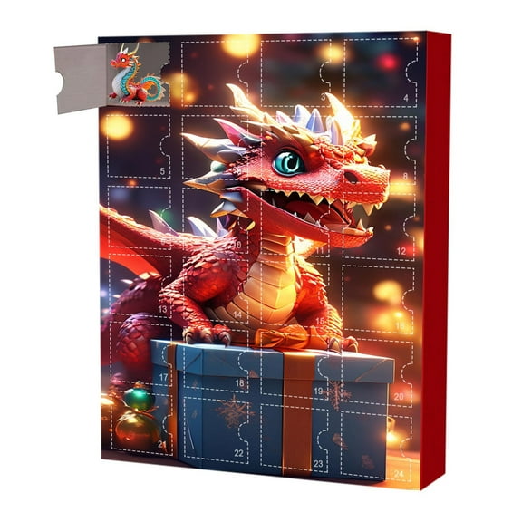 PEIBang Christmas Advent Calendar 2025,24 Days Acrylic Dragon Ornaments Countdown Calendar for Christmas Tree Holiday Decor
