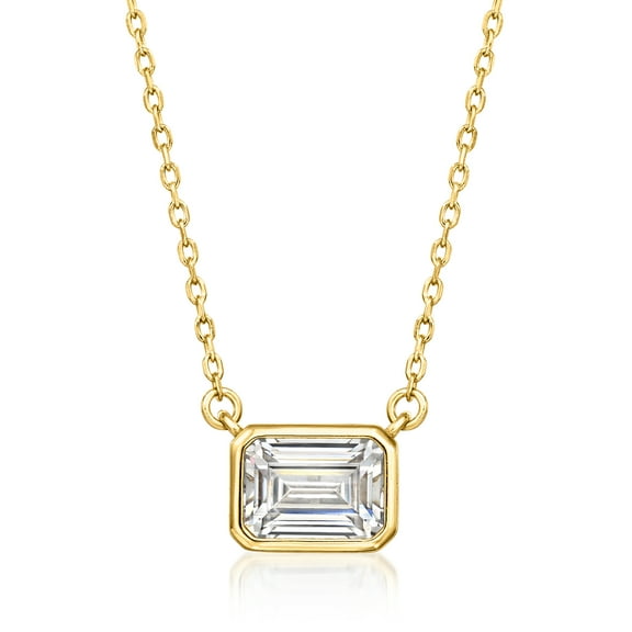 Ross-Simons 1.20 Carat Emerald-Cut CZ Necklace in 18kt Gold Over Sterling, Women's, Adult