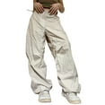 thumbnail image 1 of Douhoow Women Cargo Pants Wide Leg Trousers Casual  Drawstring Low Waist Sweatpants, 1 of 7