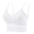 thumbnail image 2 of Gymayou Women Plus Size Lace Bralette Adjustable Spaghetti Straps Longline Tube Top Bra Wireless Floral Lace Camisole White S, 2 of 6