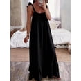thumbnail image 5 of Aimik Women's Casual Sleeveless Spaghetti Strap U-Neck Regular Pleated Plus Size Long Dress Summer Loose Maxi Dress, 5 of 6