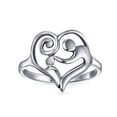 thumbnail image 2 of Bling Jewelry Womens Mom Swirling Heart Loving Family Mother  Ring .925 Sterling Silver, 2 of 4