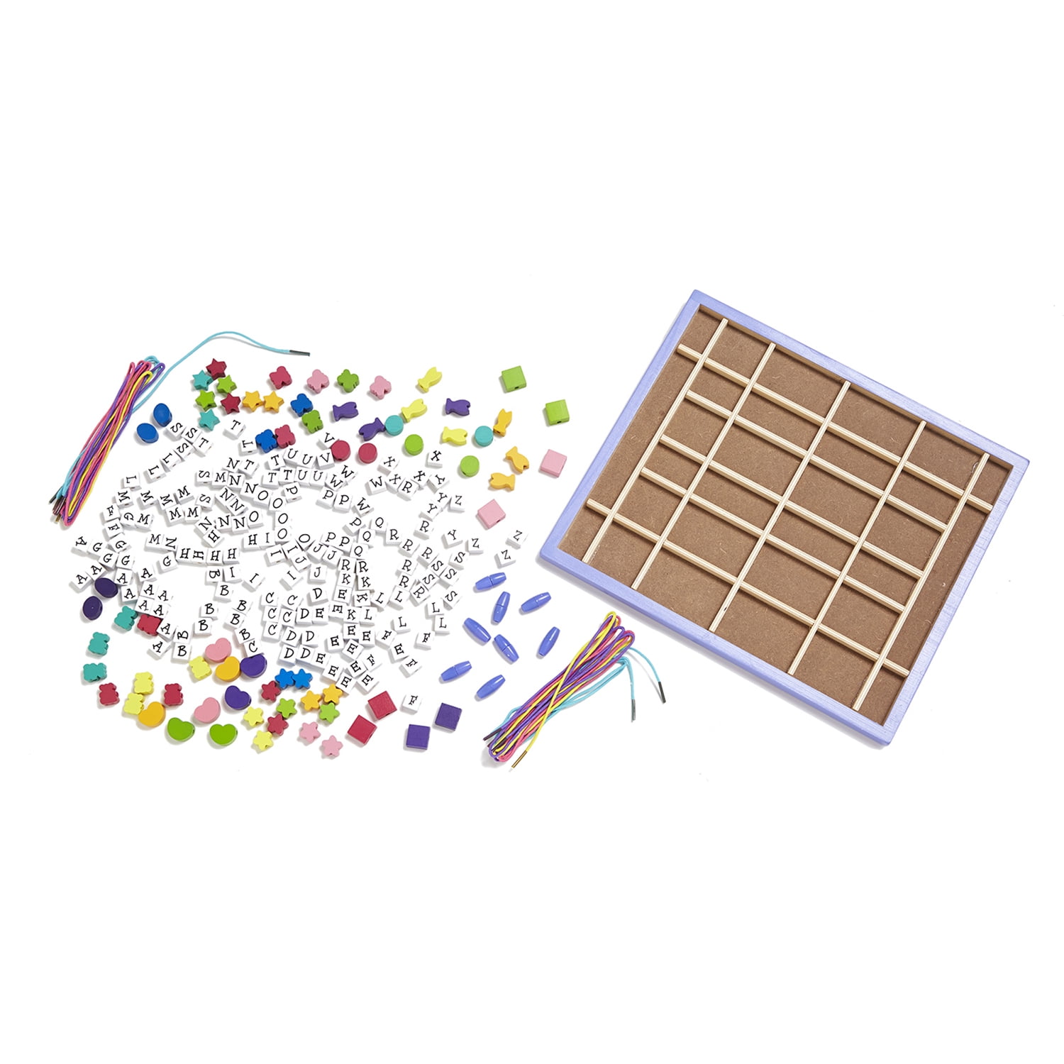 Melissa & Doug Deluxe Wooden Stringing Beads With 200+ Beads and 8 Laces for Jewelry-Making