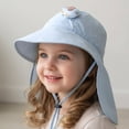 thumbnail image 2 of Krdevn Cartoon Bear Kids Neck Flap Sun Hat UPF 50+ Adjustable Chin Strap Breathable Beach Fisherman Cap Toddler Boys Girls, 2 of 7