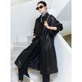 thumbnail image 3 of Gabardina larga y elegante de piel de oveja auténtica para mujer, primavera otoño 2024, tendencia de alta gama, clásica, vintage, negra, de cuero genuino, 3 of 4