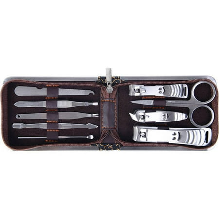 SHANY 8 in 1 Stainless Steel Chic Manicure/Pedicure Kit with Black Case, 8 pc
