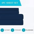 thumbnail image 2 of 100% Pure Egyptian Cotton 800 Thread Count Sheet Set, 4 Pc Set, Sateen Weave, Hotel Collection Soft Luxury Bedding, Fits Upto 21" Inch Deep Pocket (Navy Blue Stripe, California King Size), 2 of 5