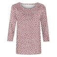 thumbnail image 5 of CYMMPU Tunic Tops 3/4 Sleeve Flower Pattern Crew Neck Loose Fit Blouses for Women Dressy Casual Spring Tops Fall Fashion Shirts Lightweight Basic T-Shirts Pink XXL, 5 of 7