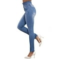 thumbnail image 4 of Zdcdcd Womens Stretch High Waist Denim Trousers Buttons Skinny Ankle Jeans, 4 of 6