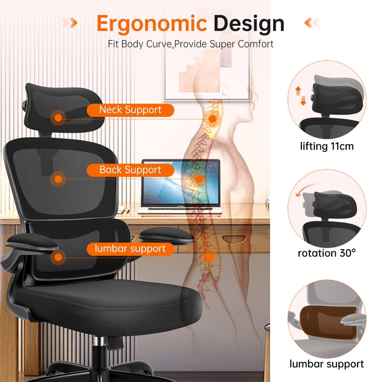 Coolhut Ergonomic Office Chair, High Back Mesh Chair with Lumbar
